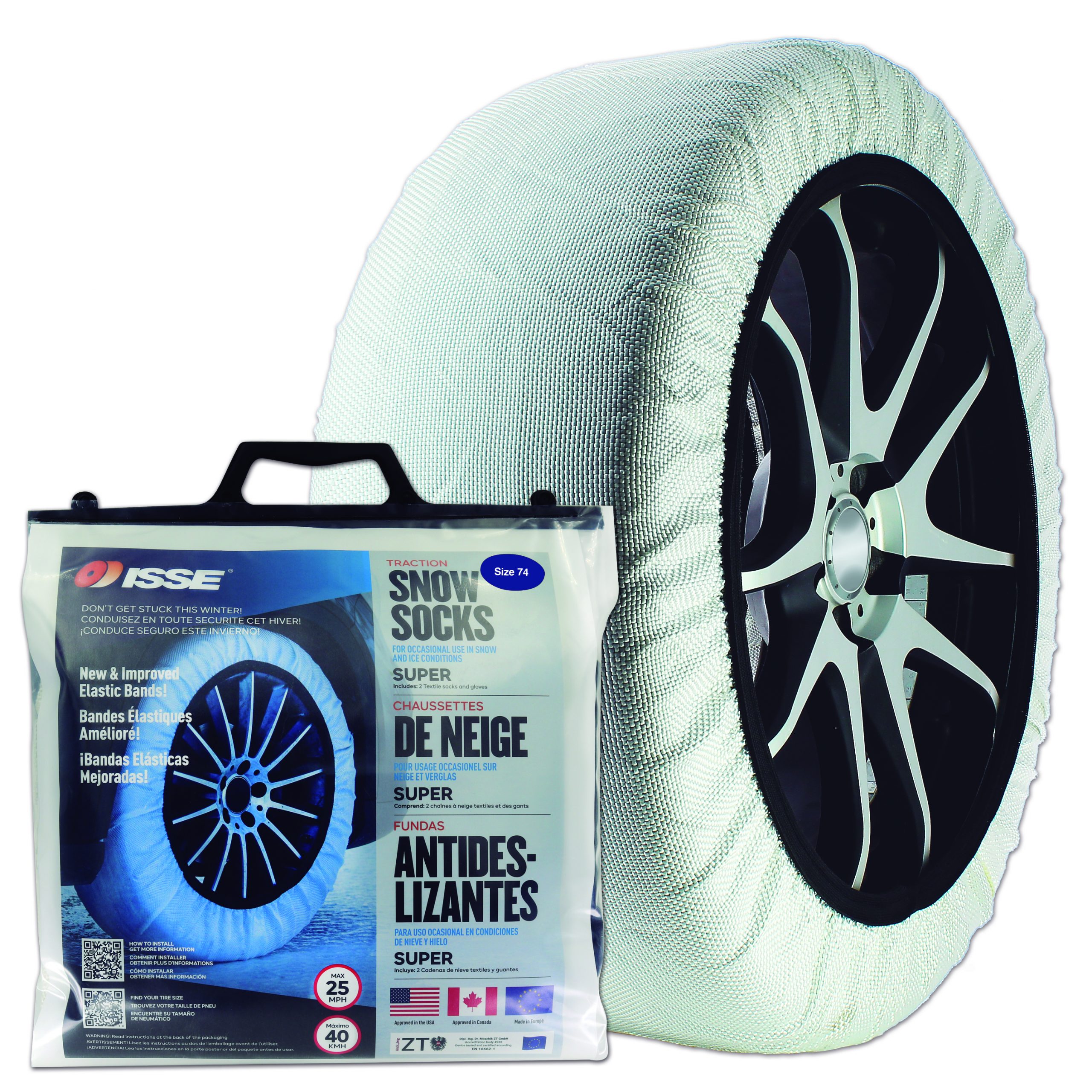 ISSE Snow Socks - Model Super - Size 74 ~ New & Improved Elastic