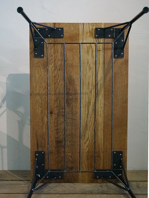 ≪ローテーブル≫【無垢オーク×鉄脚 ラック仕様/ラフ仕上げ/アイアン