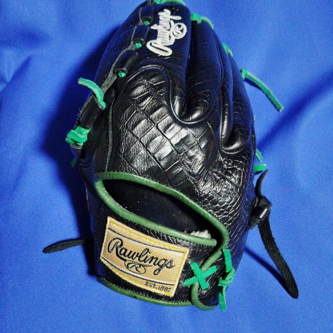 ローリングス 軟式野球グローブ 黒/緑 プロプリファード 左投げ投手用