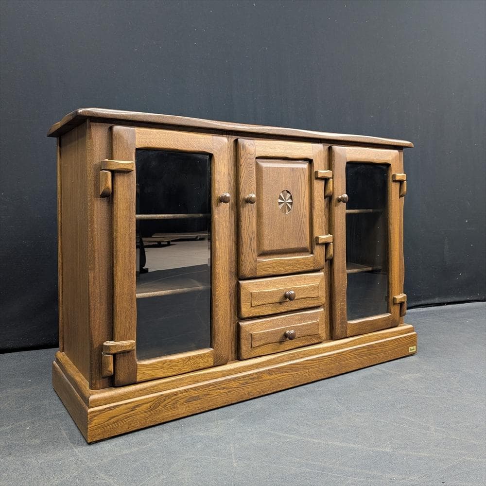 河本家具　オーク　無垢　サイドボード　リビングボード　キャビネット　飾り棚 サイドボード オーク無垢材 おしゃれ キャビネット 脚付き リビング