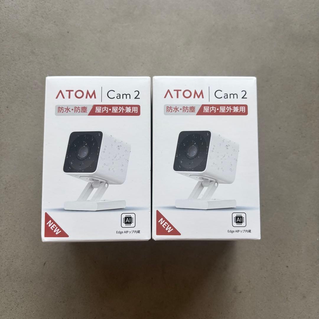 【新品 未開封】 ATOMcam2 防犯・見守りカメラ 【2個セット】 ATOM Cam 2 (アトムカム ツー) - 完全防水・防塵＋カラーナイト