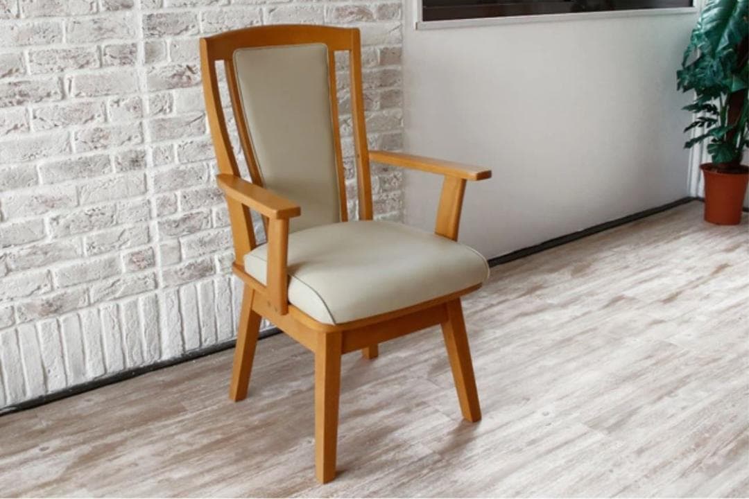 CRS　回転式ダイニングチェア　1脚　ナチュラル　アームチェア　肘付 ダイニングチェア ダイニングチェアー 肘付き アームチェア 回転式