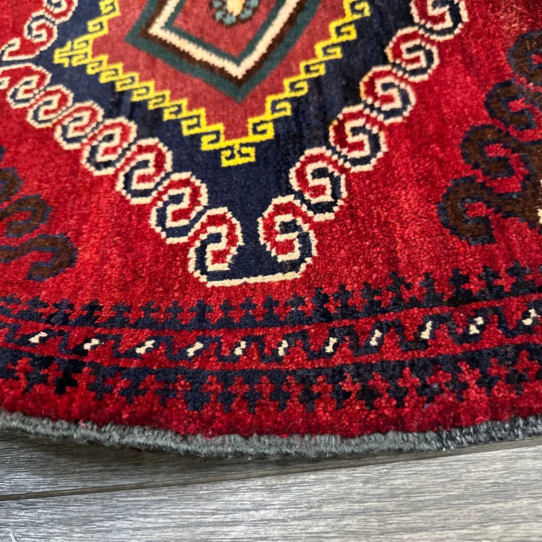 53x51cm トライバルラグ手織り絨毯ヴィンテージ ラグ❣️sale