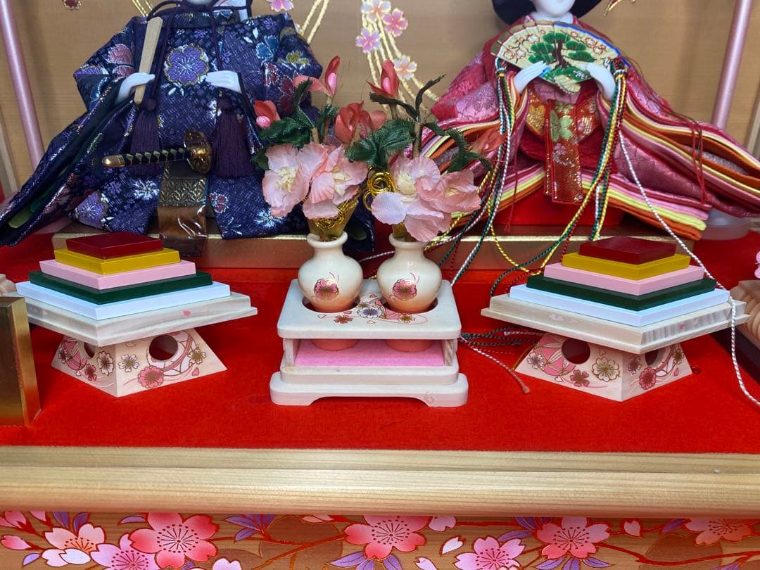 翔玉監修 雛人形親王飾りガラスケース入り・間口約55×奥行約28
