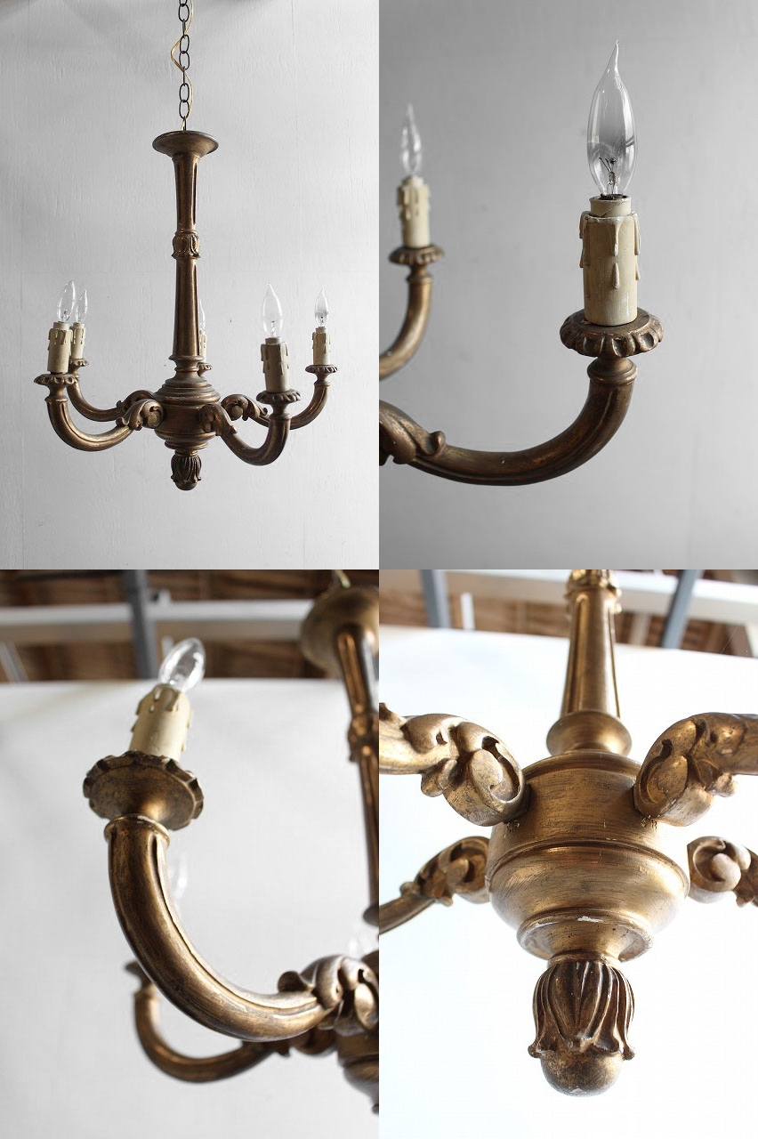 アンティーク ウッドベース 5灯 シャンデリア - FRANCEANTIQUE_STAGE